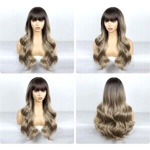 BOGSEA Wig - Ombré Dark Ashy Blonde - Long Wavy With Bangs - 24" - New!